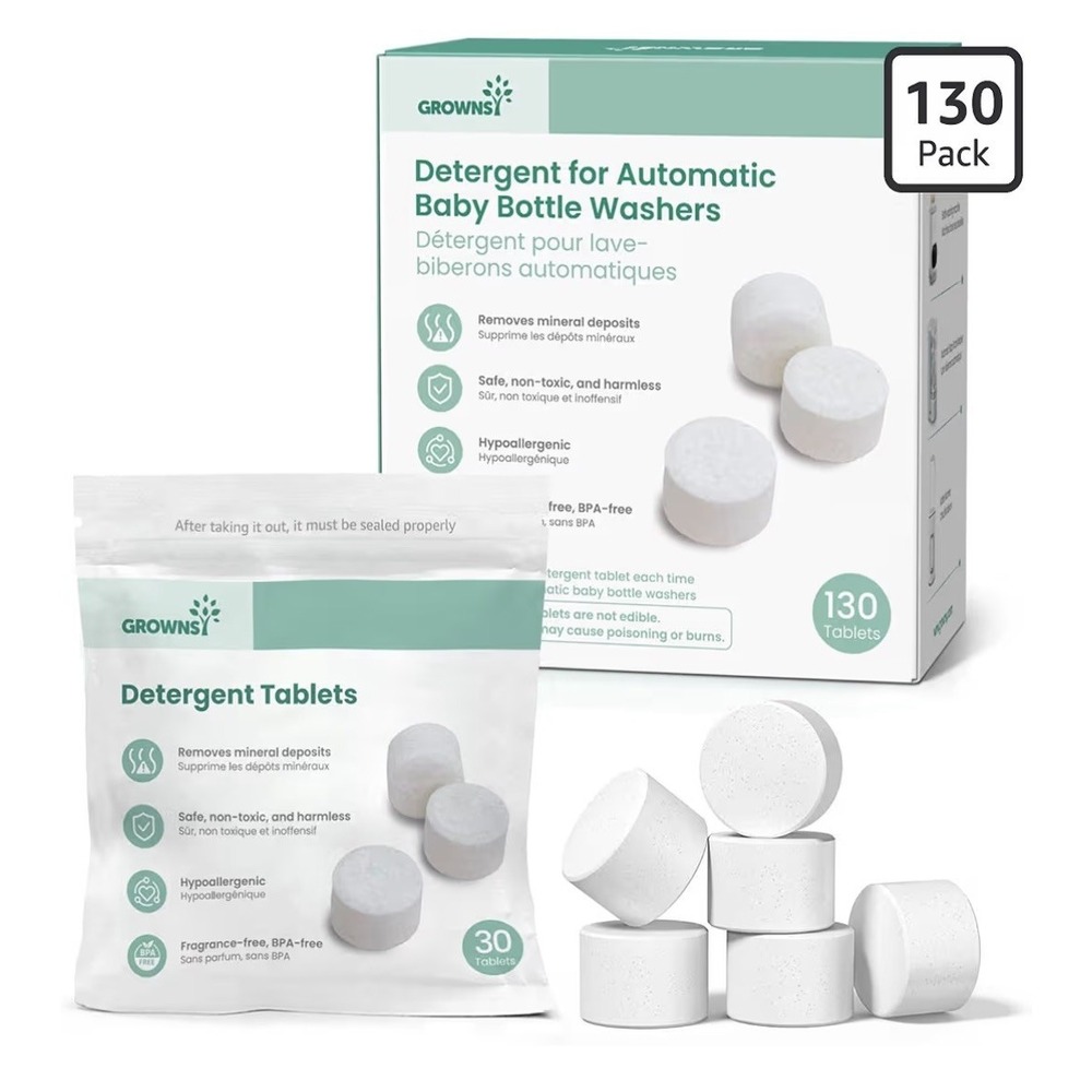 Grownsy Baby Bottle Washer Detergent Tablets - 130 Count Deep Cleaning Wash